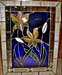 Yellow Flowers on Blue - Stained Glass by Peggy Journey Campbell