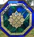 Beveled Hexagon in Blue-Green - Stained Glass by Peggy Journey Campbell